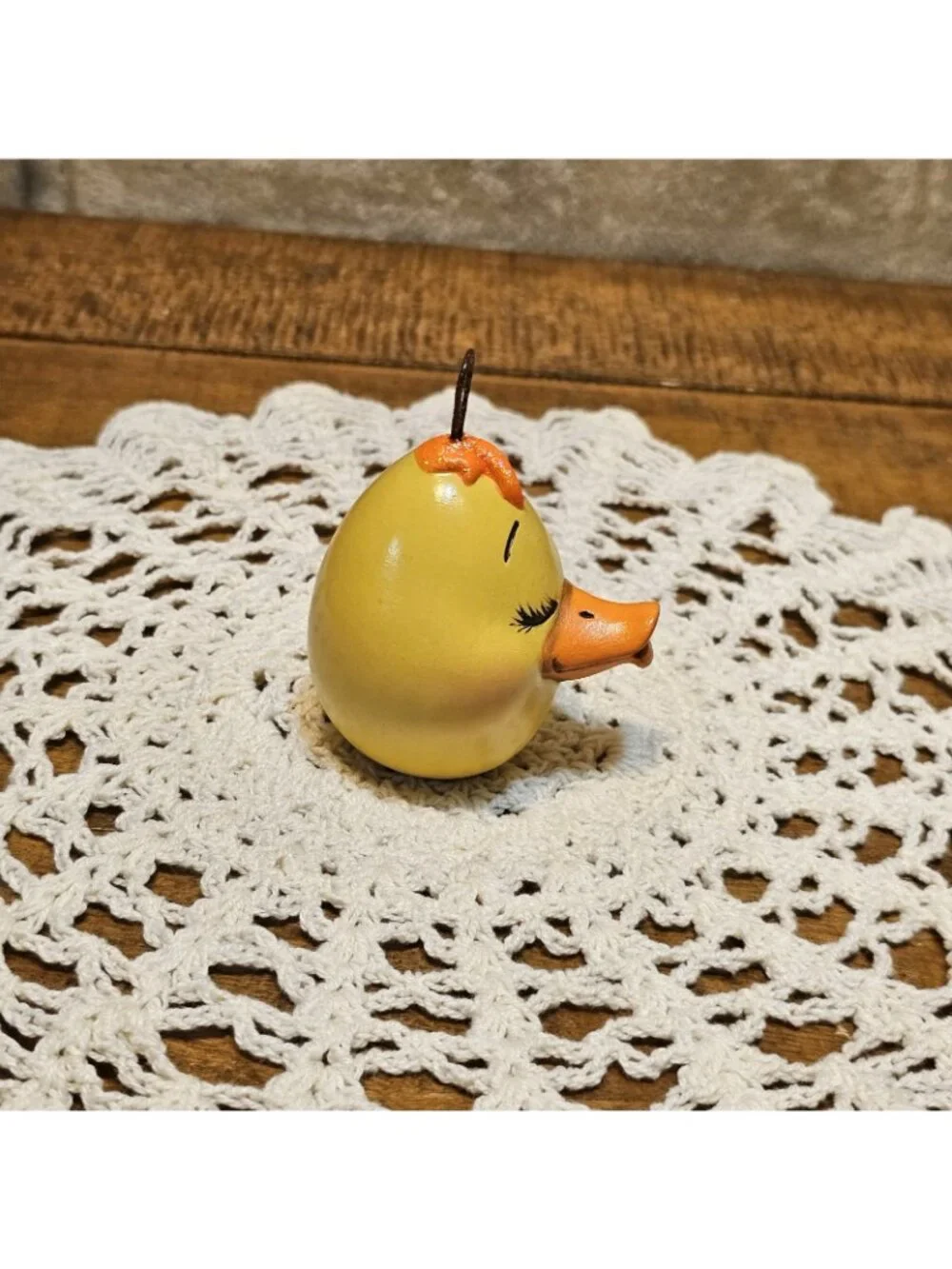 Unique HTF Ceramic Anthropomorphic Yellow Duck Head Ornament Vintage